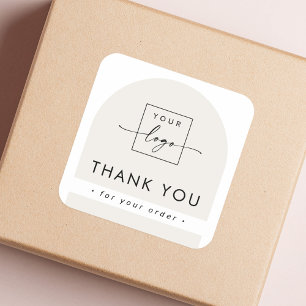 Light tan brown arch business thank you square sticker