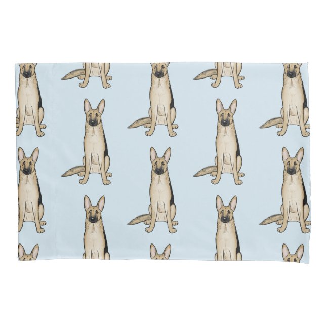 Light Tan German Shepherd Dogs Pattern Pillowcase (Front)