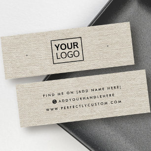 Light tan linen logo stud earring display card