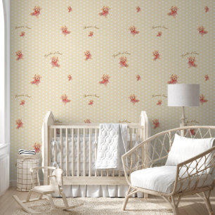 Light Tan Vintage Teddy Bear Nursery Wallpaper
