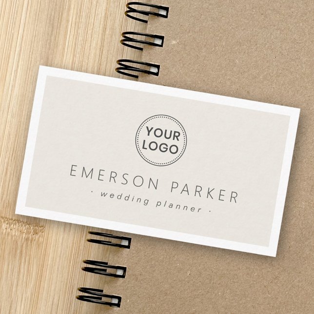 Light tan white border modern minimalist add logo business card (Light tan white border modern minimalist add logo business card)
