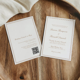 Light Taupe Elegant Calligraphy Wedding QR Code Invitation