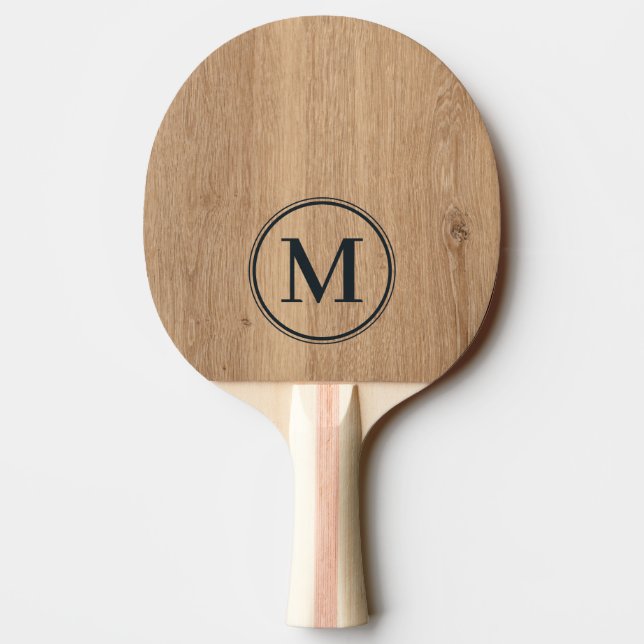 Light Teak Wood Monogram Ping Pong Paddle (Back)