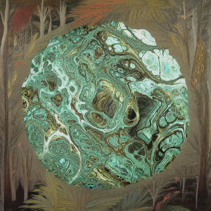 Light Teal and Gray Faux Marble Round Pillow