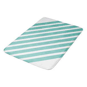 Light teal and white stripes bath mat