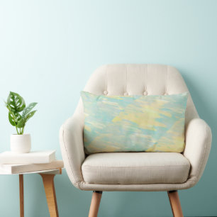 Light Teal and Yellow Abstract Throw Pillow