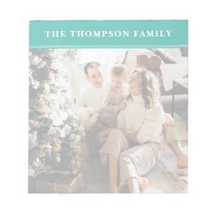 Light Teal Blue Minimalist Family Photo Notepad