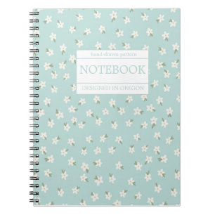 Light Teal floral  Notebook