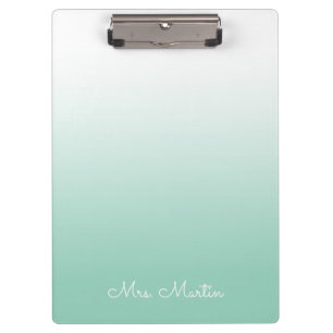 Light Teal Gradient Personalised Teacher Clipboard
