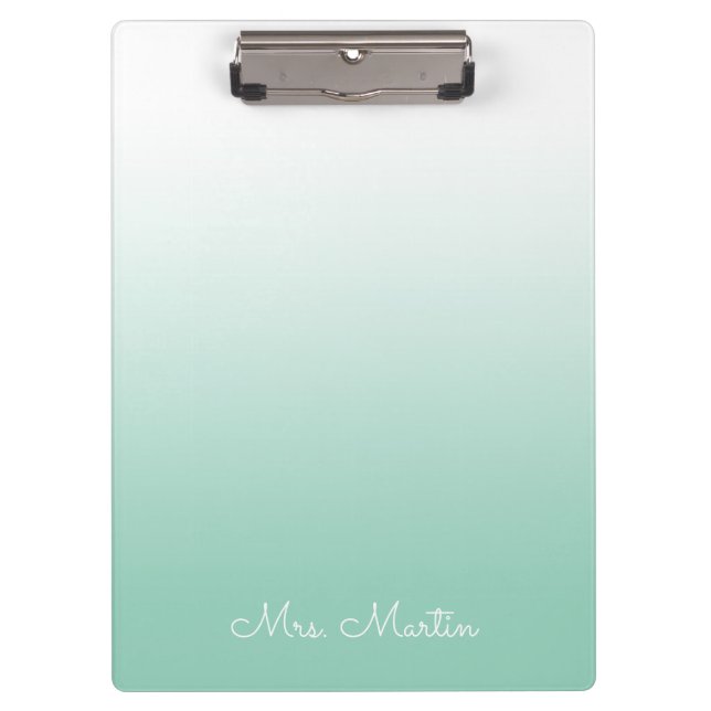 Light Teal Gradient Personalised Teacher Clipboard (Front)