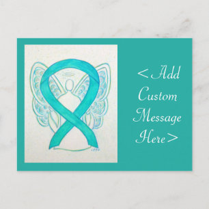 Light Teal Green Awareness Ribbon Angel Postcard