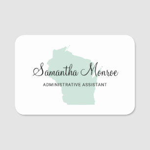Light Teal Green Wisconsin Name Tag