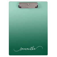 Light Teal Hunter Green Ombre Curved Swash Name