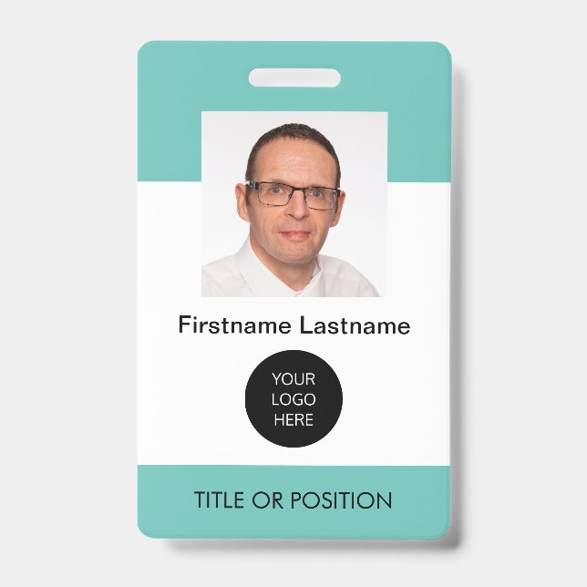 Light Teal ID Photo Name Badge (Front)