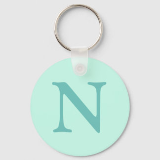 Light Teal Initial Letter Trendy Pastel Mint Blue  Key Ring