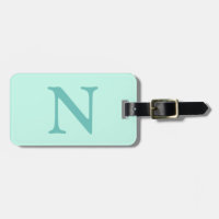 Light Teal Initial Letter Trendy Pastel Mint Blue 