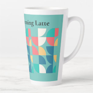 Light Teal Mid-Century Mod Geometric 1960s Style Latte Mug