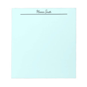Light teal minimalist custom name notepad