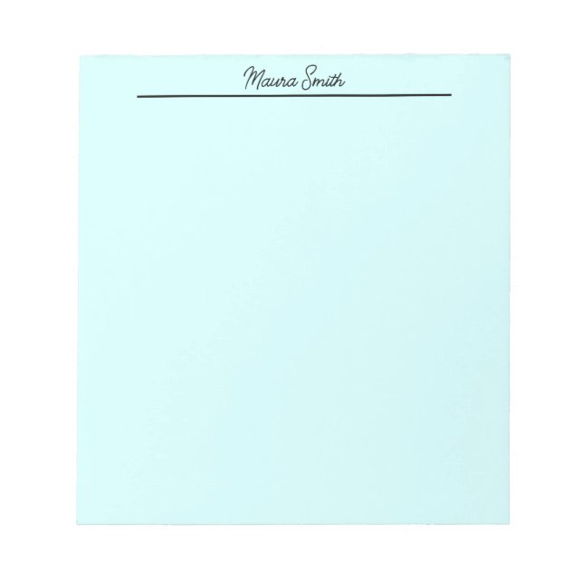 Light teal minimalist custom name notepad (Front)