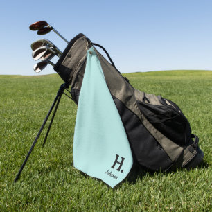 Light Teal Monogrammed   Golf Towel