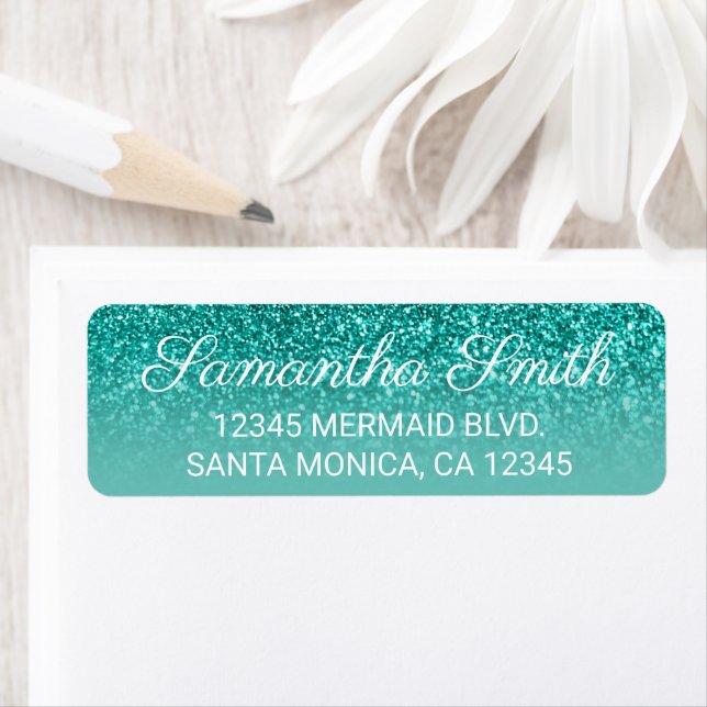 Light Teal Ombre Glitter Personalised (Insitu)