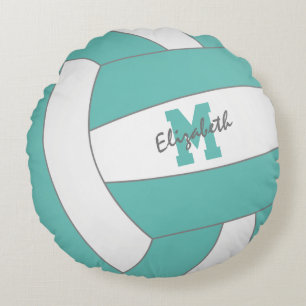 light teal or ANY colour girls volleyball room Round Cushion