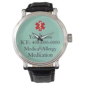 Light Teal Personalised Medical ID Watch