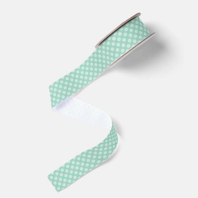 Light Teal Polka Dot Grosgrain Ribbon (Front+Back)