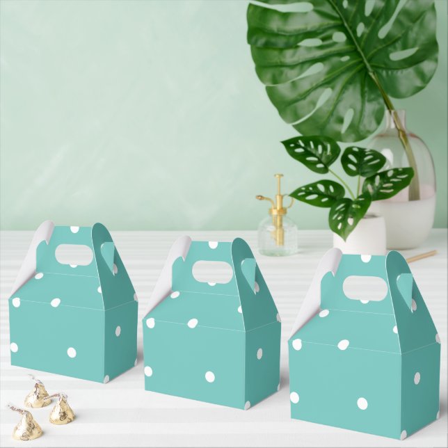 Light Teal Polka Dot Random Pattern Favour Box (Multiple)