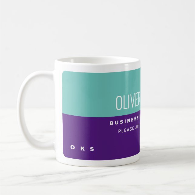 Light Teal Royal Purple Professional Name  Coffee Mug (Left)