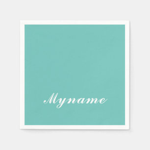 Light Teal Trendy Modern Minimalist Chic Name Napkin