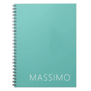 Light Teal Trendy Modern Minimalist Chic Name Notebook