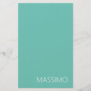 Light Teal Trendy Modern Minimalist Chic Name Stationery