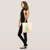 Light Teal Vintage Anchor Personalised Bridesmaid Tote Bag (Front (Model))