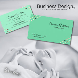 Light Teal with Rose Gold Lines Stylish and Modern Business Card