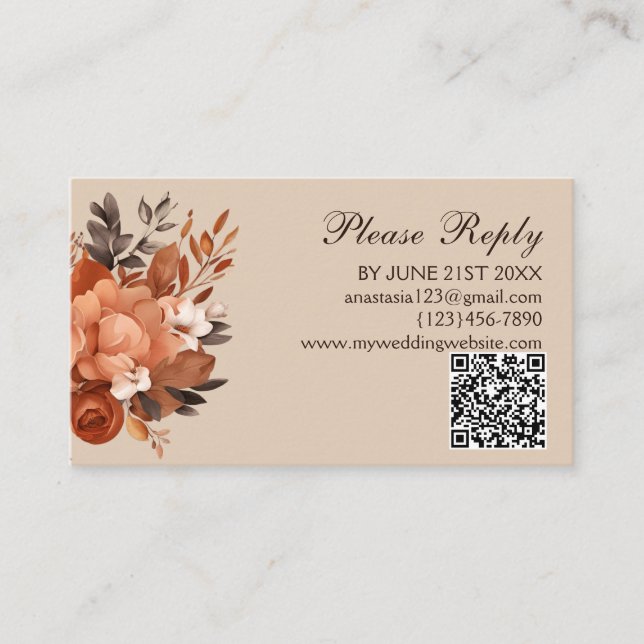 Light Terracotta and Burnt Orange Wedding Enclosure Card (Front)