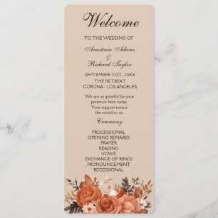 Light Terracotta and Burnt Orange Wedding Programme
