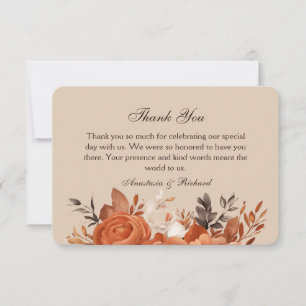 Light Terracotta and Burnt Orange Wedding Thank You Card