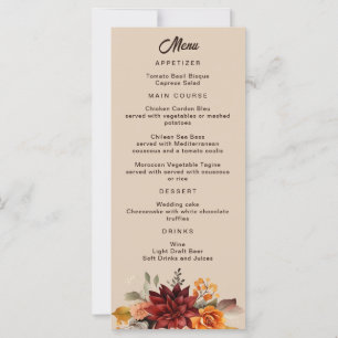 Light Terracotta Fall Floral Wedding Menu