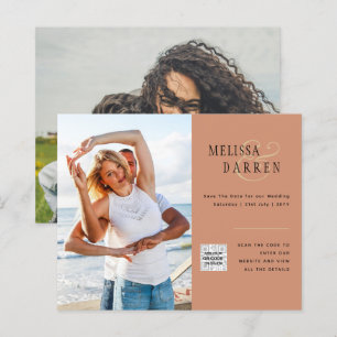 Light Terracotta PHOTO Wedding SAVE DATE QR CODE