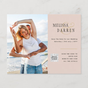 Light Terracotta PHOTO Wedding SAVE DATE QR CODE Flyer