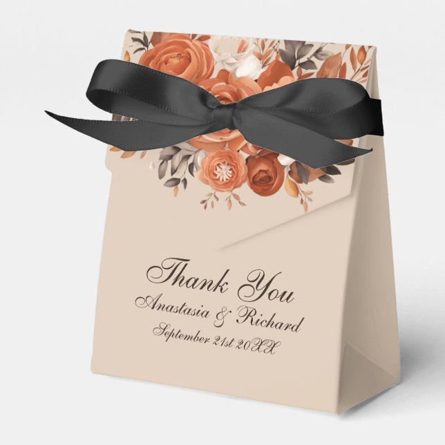 Light Terracotta Rustic Thank You Wedding Favour Box (Front Side)