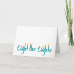 Light the Lights Holiday Card<br><div class="desc">Light the Lights Chanukah card,  typographic design incorporates lit candles.</div>