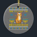 Light The Meownorah Jewish Cat Menorah Lover Ugly Ceramic Tree Decoration<br><div class="desc">Light The Meownorah Jewish Cat Menorah Lover Ugly</div>