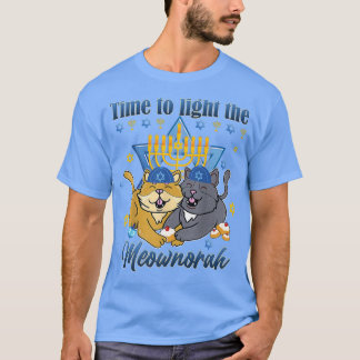 Light The Meownorah Jewish Cat Menorah Lover Ugly  T-Shirt
