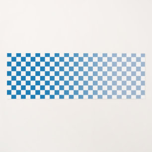 Light to Dark Blue Ombré Chequered Pattern Yoga Mat