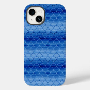 Light to Dark Blue Painted Scale Pattern iPhone 14 Case