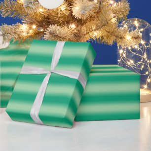Light to Dark Green Gradient Soft Stripes Wrapping Paper
