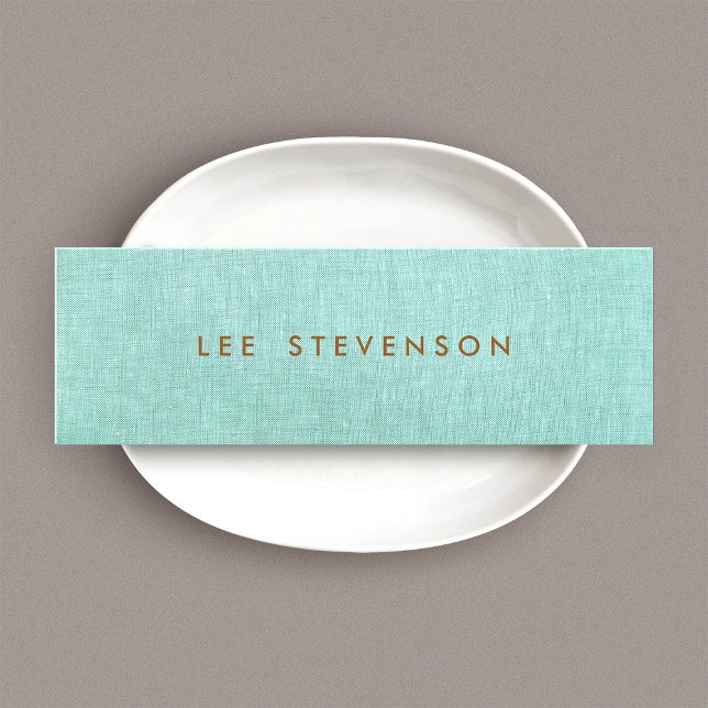 Light Turquoise Blue Linen Look Minimalist Mini Business Card (Creator Uploaded)