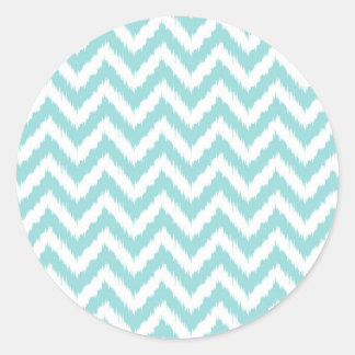 Light Turquoise Chevron Pattern Classic Round Sticker